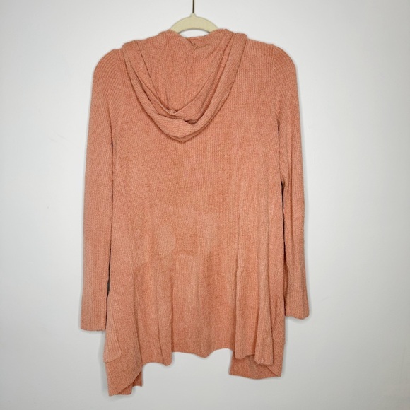Barefoot Dreams CozyChic Ultra Lite Hooded Cardi Coral Pink Small - Picture 6 of 6